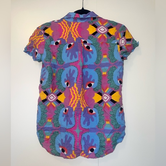 NWOT Nooworks Mucci Joyce Short Sleeve Button Up - Picture 2 of 2